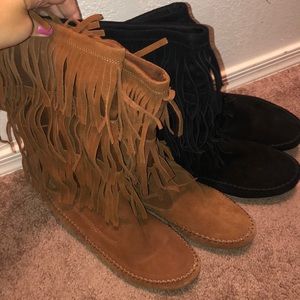 2 pairs of Lauren Conrad fringe boots
